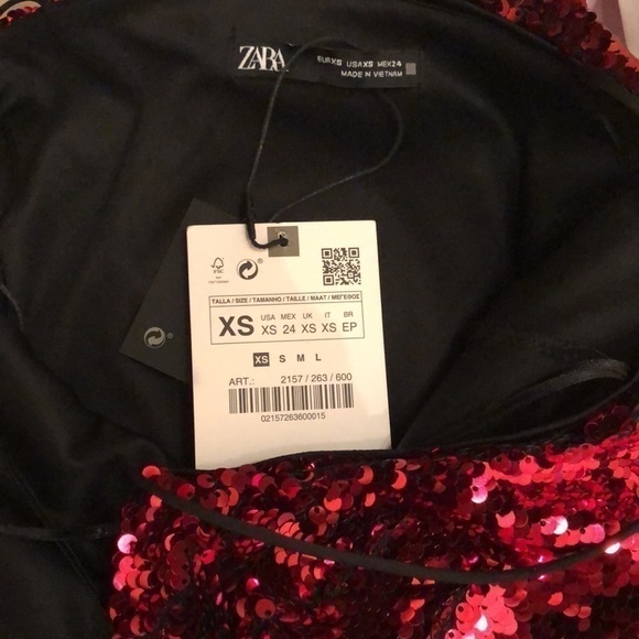 ZARA SEQUIN MINI DRESS RED SIZE XS - Picture 7 of 7